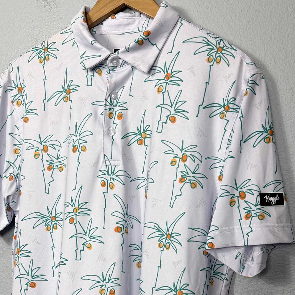 Waggle‎ Men's Coconut Grove Palm Golf Polo Shirt